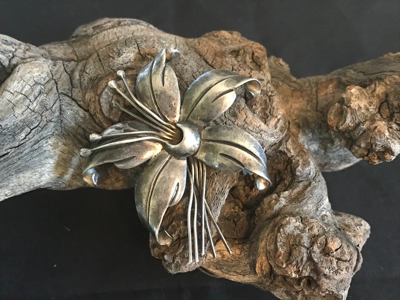 Vintage Sterling Maricela Flower Brooch