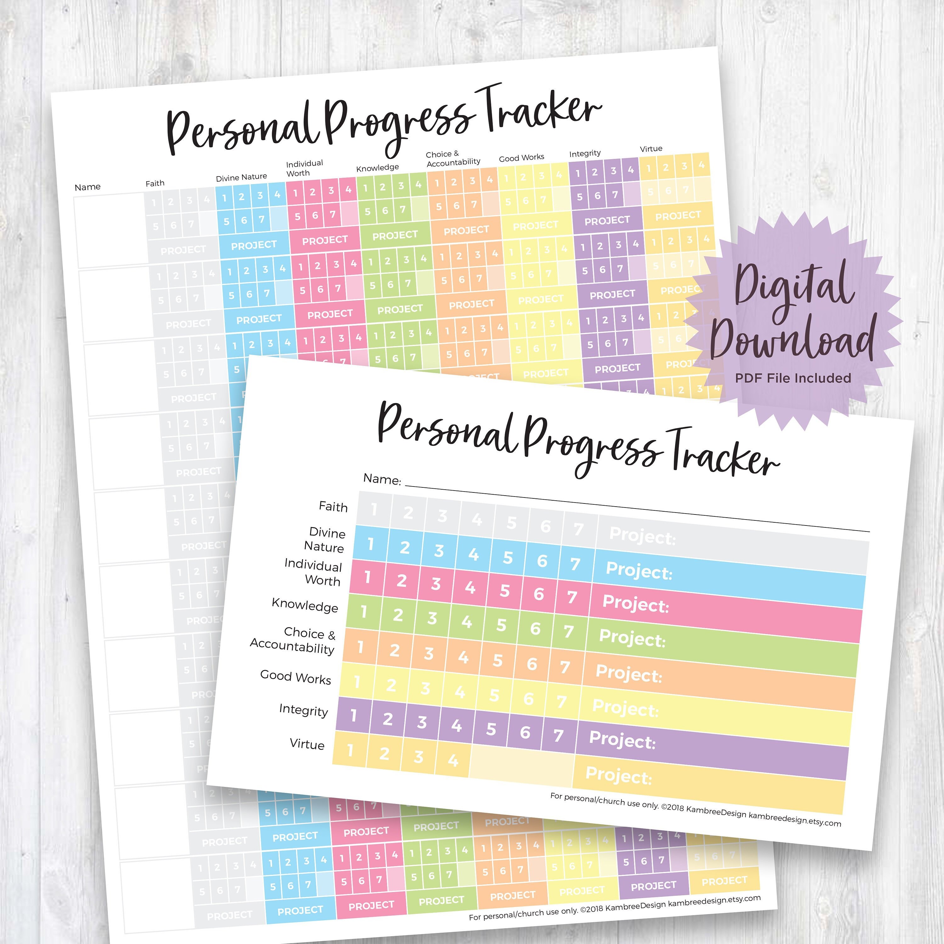 LDS Young Women Personal Progress Tracker for Young Women and | Etsy
