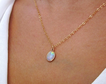 Genuine White Opal Necklace by Bihls Dainty Layering 