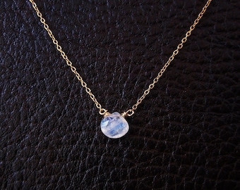 Teardrop Moonstone Necklace, Top 10 Jewelry Gifts, Floating Gemstone Necklace