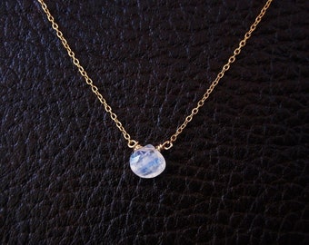 Tropfen Mondstein Halskette, Top 10 Schmuck Geschenke, Floating Gemstone Halskette
