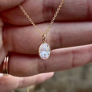 Oval Moissanite Pendant Necklace, 1.5 Carat Solitaire, Wedding Engagement Gift, Bezel Set Gemstone, High Quality Moissanite,