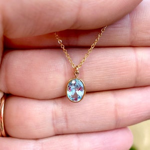 Genuine Sky Blue Aquamarine Gemstone Necklace, 1ct, March Birthstone Necklace Gift, Baby Blue Gemstone Pendant, Beautiful Aqua Blue Necklace