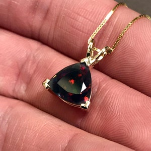 Black Opal Pendant, Opal Necklace, Genuine Black Opal, Dark Opal Pendant, Trillion Pendant, Triangle Pendant, October Birthstone Jewelry