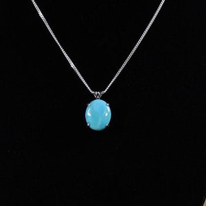 Genuine Blue Turquoise Gemstone Necklace, Natural Turquoise Pendant, Silver Turquoise Necklace, December Birthstone Necklace, Made in USA,