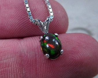 Genuine Black Opal Pendant October Birthstone Jewelry | Etsy