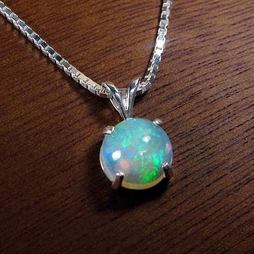 Genuine Opal Opal Necklace October Birthstone Opal Jewelry - Etsy