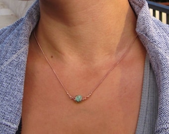 Raw Emerald Necklace: May Birthstone, Sterling Silver or Gold Filled