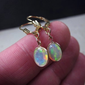 Faceted Rainbow Fire Opal Earrings, Opal Jewelry, October Birthstone Earrings, Fire Opal Earrings, Opal Drop Earrings