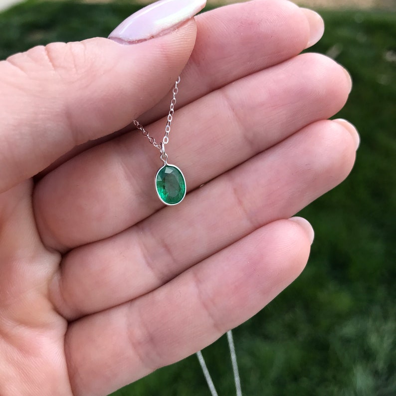 Genuine Emerald Necklace 14k Gold Filled Gem Necklace May Etsy