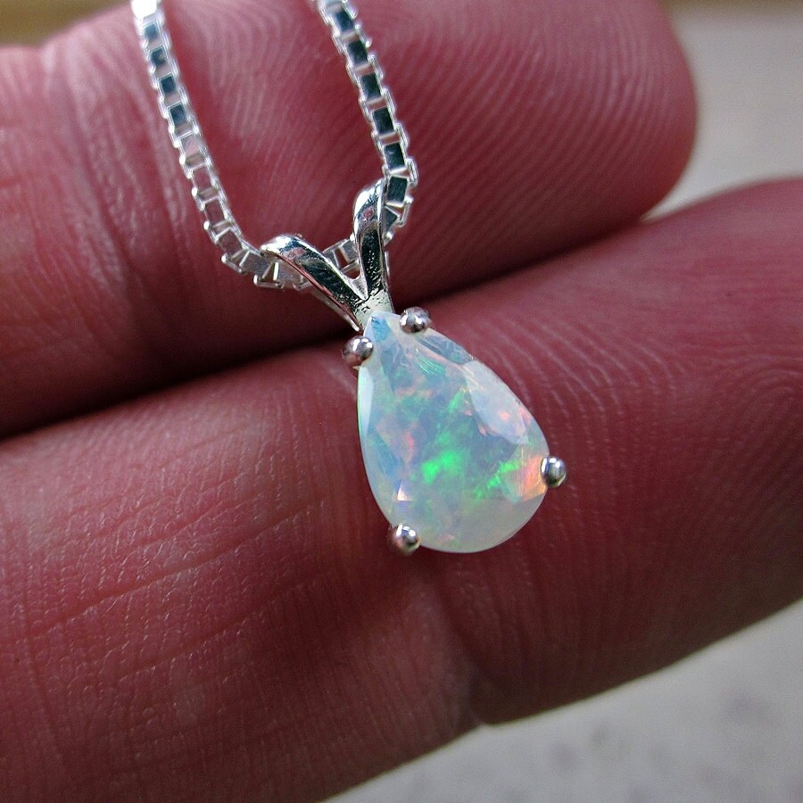 Pear Shape Rainbow Opal Pendant Genuine 