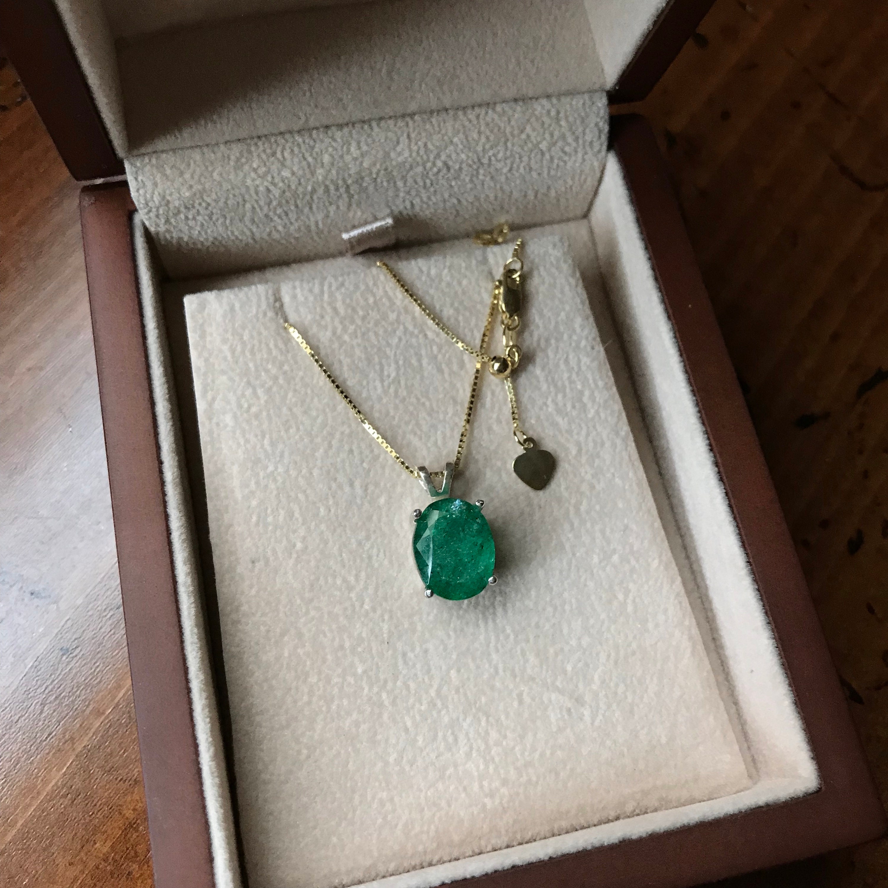 Genuine Colombian Emerald Necklace 14k Gold Large Emerald - Etsy