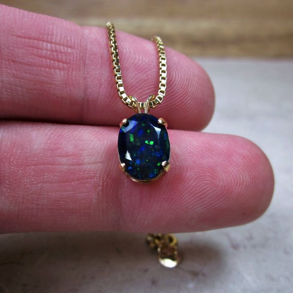 Blue Opal Pendant Necklace Genuine Elegant Image 0