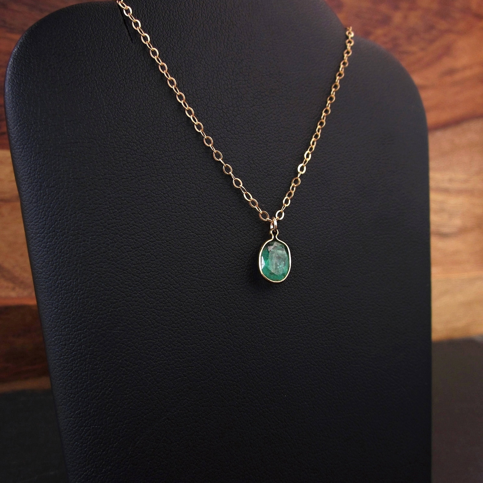Genuine Emerald Necklace 14k Gold Filled Gem Necklace Green | Etsy