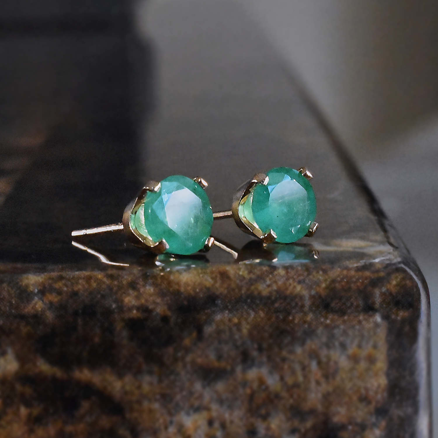 Genuine Emerald Stud Earrings 1 ct Simple Studs Round Etsy