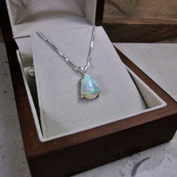 Genuine White Opal Necklace by Bihls Dainty Layering 