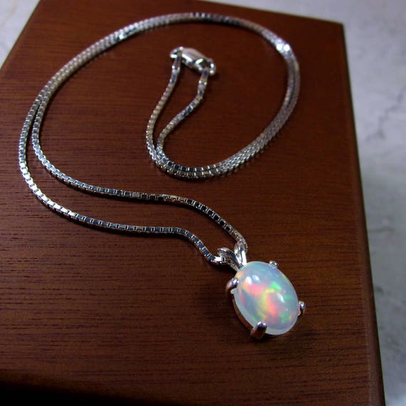 Large Opal Pendant Genuine Necklace Image 0