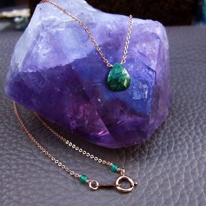 Genuine Pear Shape Emerald Necklace, Green Emerald Jewelry, Pear Gemstone Solitaire, Pear Shape Necklace, Green Gem Necklace, Gifts for Mom image 5