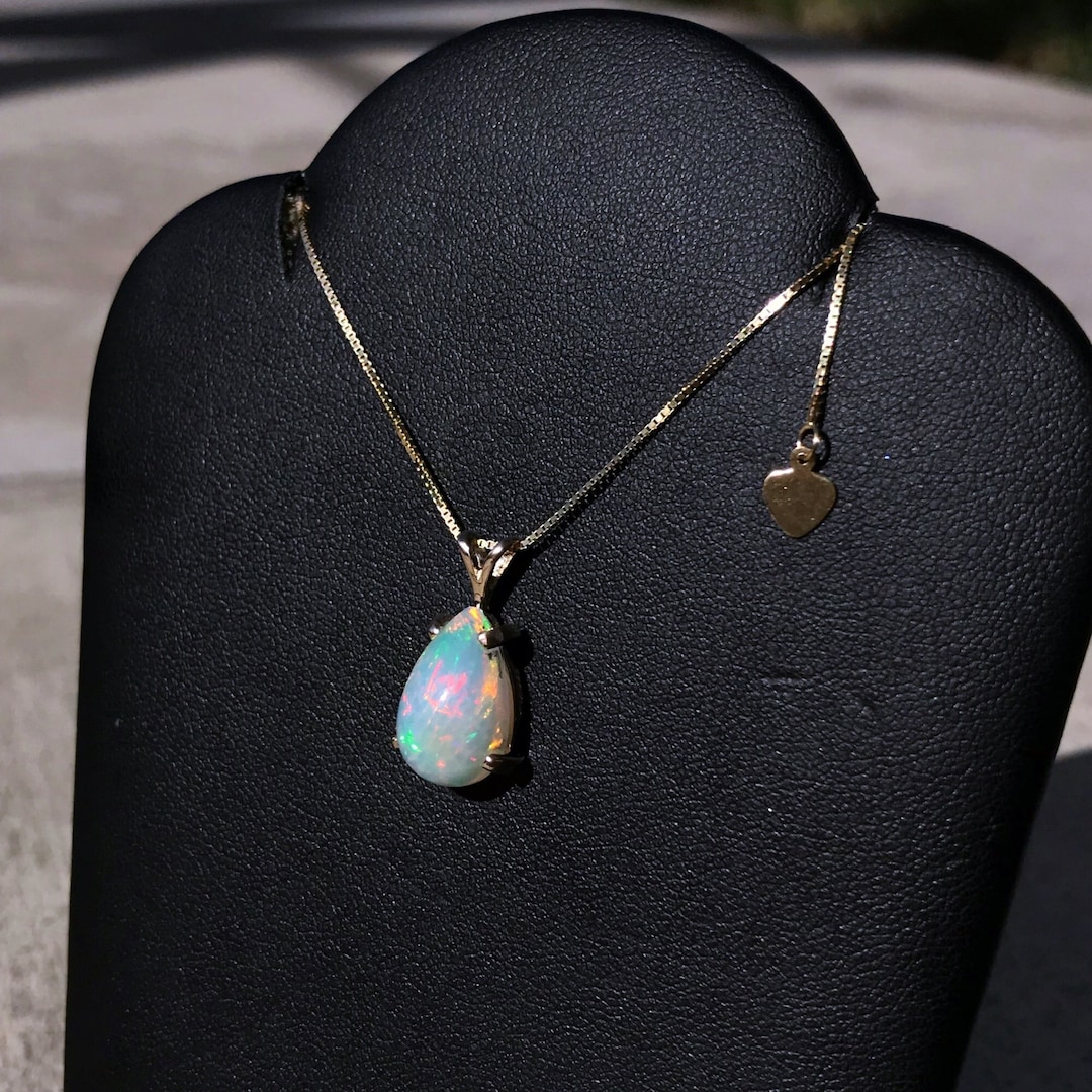 Genuine Opal Pendant, October Birthstone Jewelry, Pear Shape Opal ...