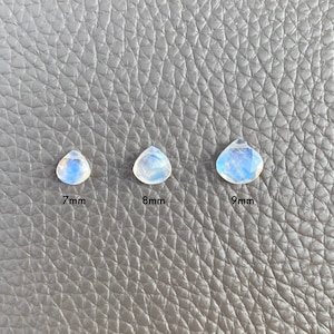 Custom size for precious Moonstone choice. 7mm, 8mm or 9mm heart shape gemstone