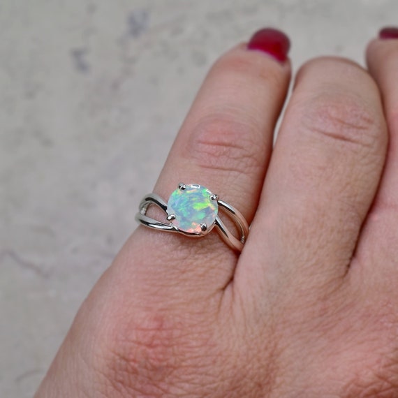 Buy Opal Engagement Ring Vintage Flower Rose Gold Opal Ring Sterling Silver  Danity Bridal Wedding Anniversary Gift Unique Platinum Promise Ring Online  in India - Etsy