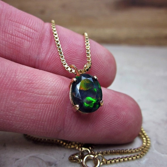 Natural black opal necklace deals