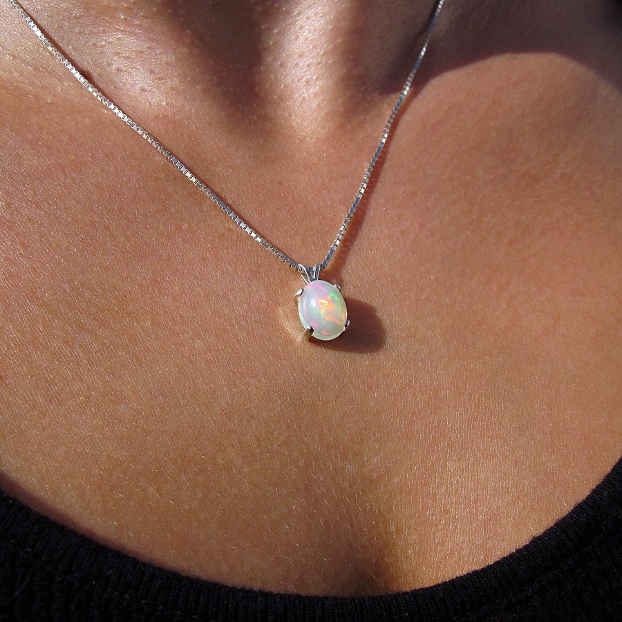 Large Opal Pendant Genuine Opal Large Opal Necklace Gemstone Necklace White Opal Opal Jewelry October Birthstone Necklace Gift Etsy