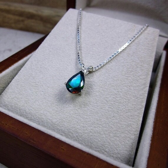 Genuine Black Opal Pendant October Birthstone Jewelry Natural Gemstone Fine Solitaire Necklace