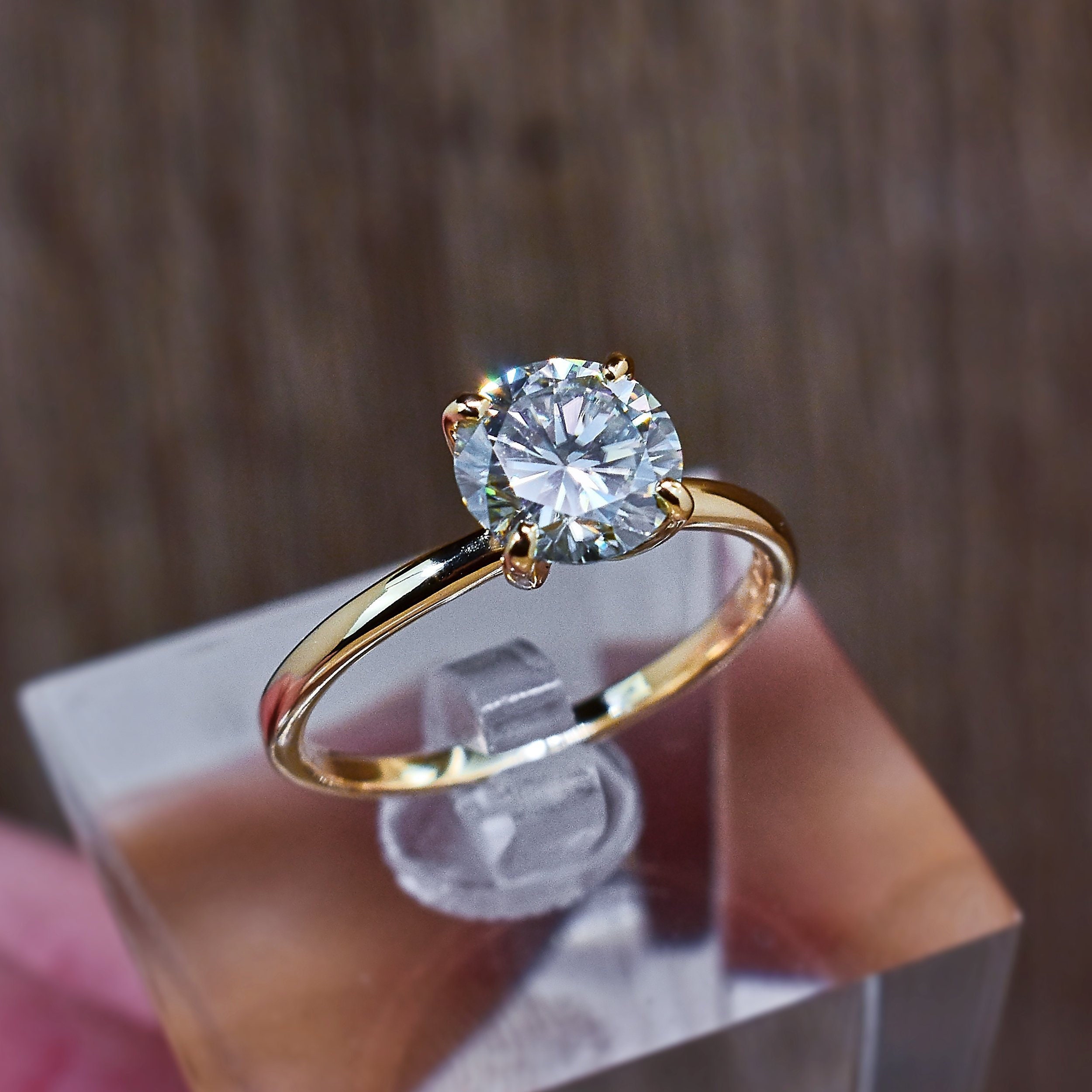 Engagement Ring, 14k Gold Engagement Ring, Moissanite Ring, Solitaire R...