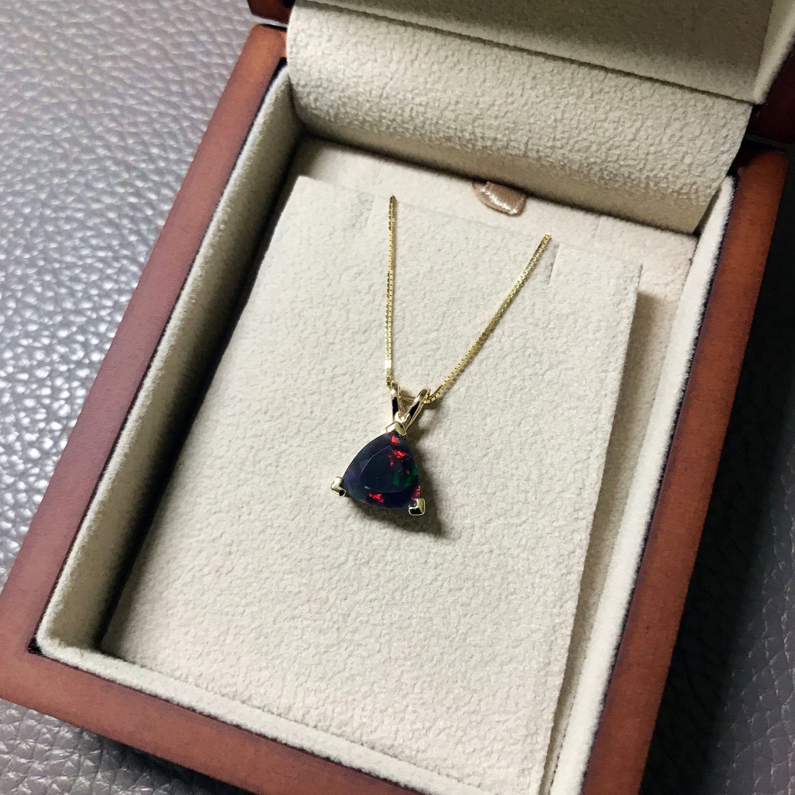 Black Opal Pendant, Opal Necklace, Genuine Black Opal, Dark Opal ...