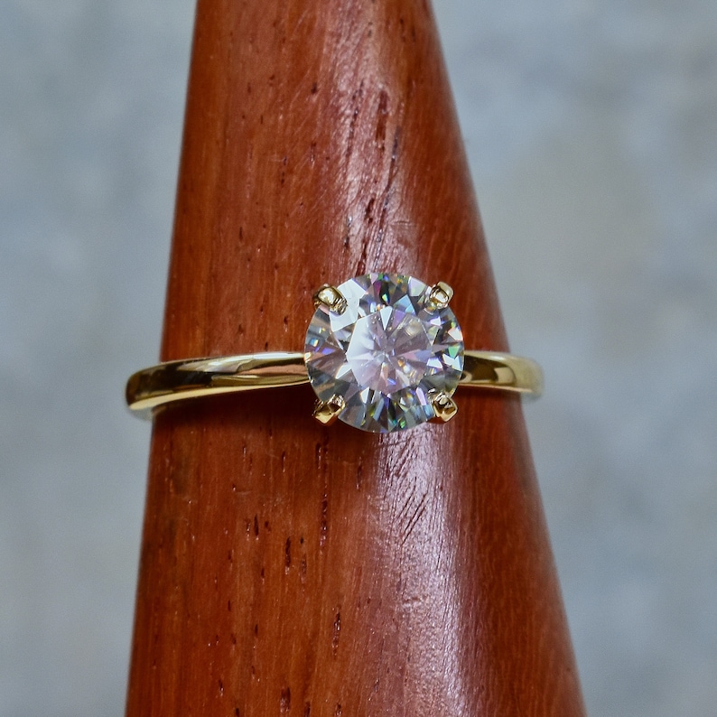 Engagement Ring, 14k Gold Engagement Ring, Moissanite Ring, Solitaire Ring, Unique Engagement Ring, Gemstone Solitaire, Classic Ring, Bihls image 3