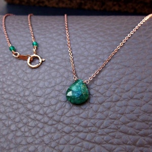 Genuine Pear Shape Emerald Necklace, Green Emerald Jewelry, Pear Gemstone Solitaire, Pear Shape Necklace, Green Gem Necklace, Gifts for Mom image 2