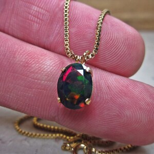 Natural Opal Necklace Genuine Black Opal Pendant October - Etsy