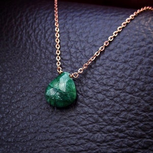 Genuine Pear Shape Emerald Necklace, Green Emerald Jewelry, Pear Gemstone Solitaire, Pear Shape Necklace, Green Gem Necklace, Gifts for Mom image 3