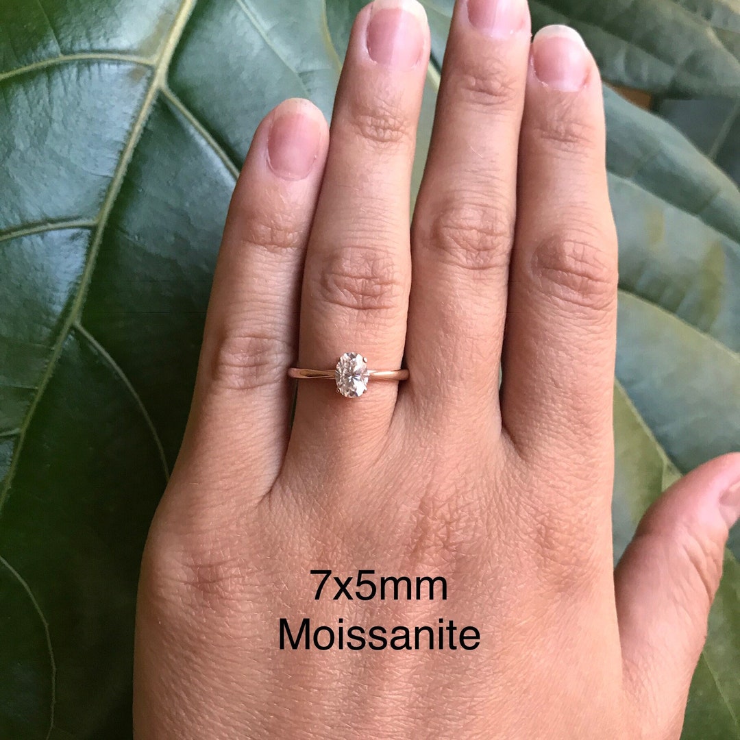1 Carat Moissanite Rhodium-Plated Side Stone Ring main image 1