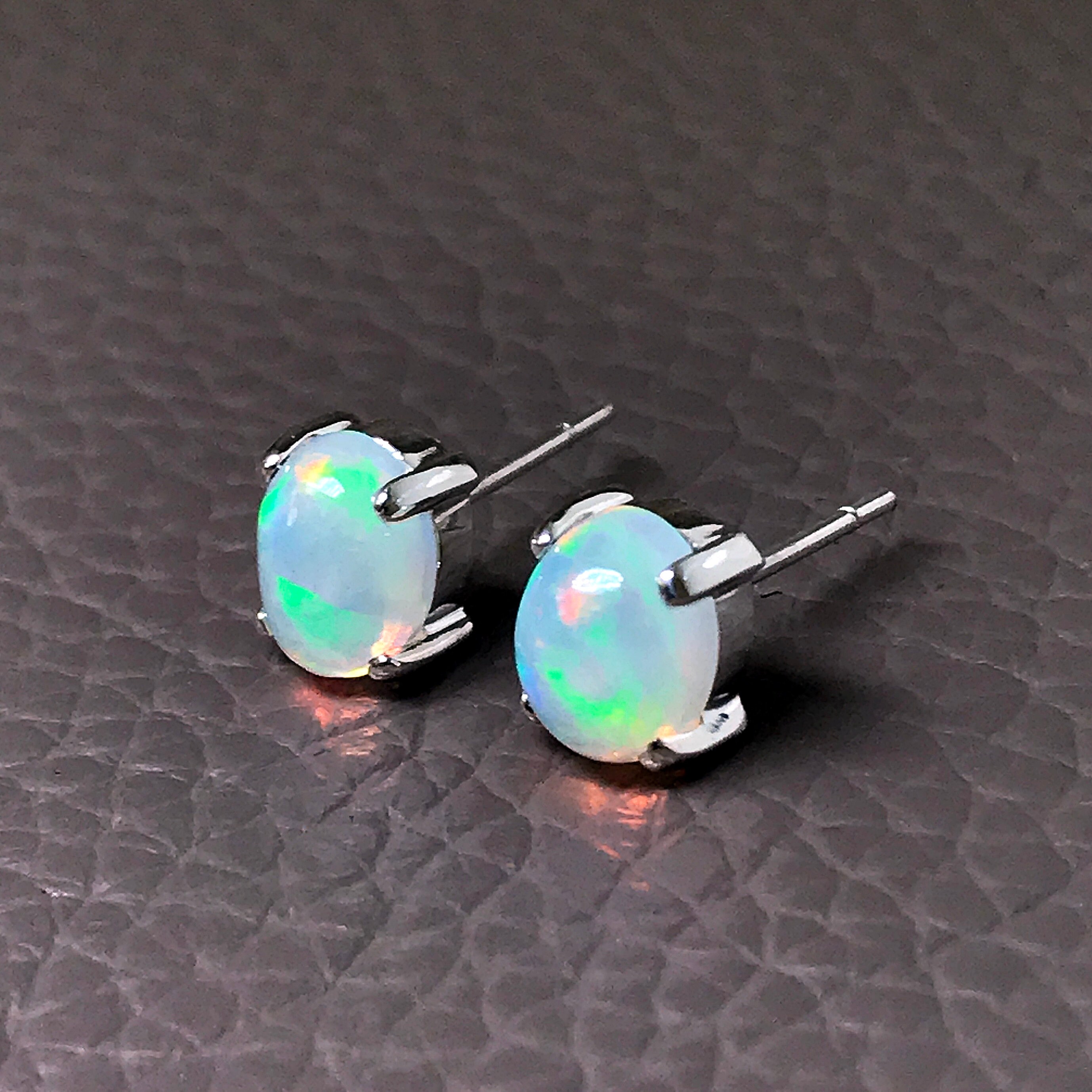 Genuine Fire Opal Stud Earrings Natural Opal Earrings Etsy Uk