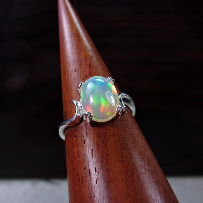 Large Opal Ring Genuine Opal Ring Solitaire Ring Gemstone - Etsy