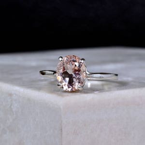 2 Carat Ring, Morganite Engagement Ring, Pink Morganite Ring, Light Pink Wedding Ring, Oval Solitaire, Unique Engagement Ring image 3