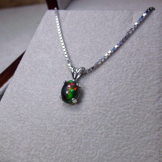 Genuine Black Opal Pendant Necklace Last Minute Jewelry Image 0