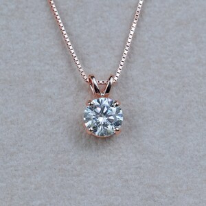 Genuine Moissanite Solitaire Necklace 14k Gold Necklace - Etsy