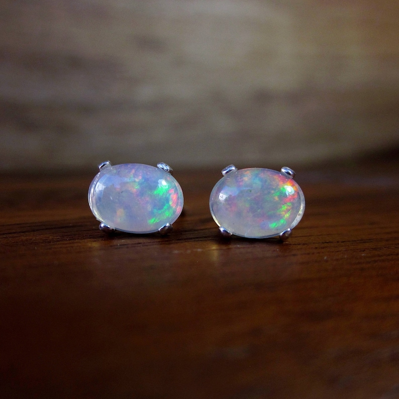 Genuine Fire Opal Stud Earrings Natural Opal Earrings - Etsy
