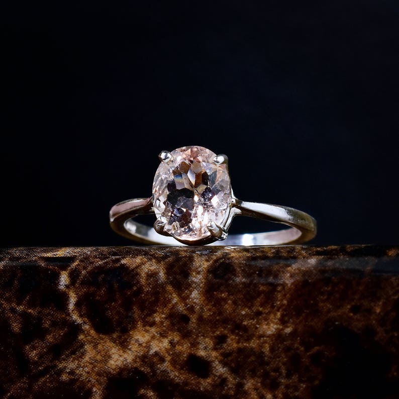 2 Carat Ring, Morganite Engagement Ring, Pink Morganite Ring, Light Pink Wedding Ring, Oval Solitaire, Unique Engagement Ring image 6