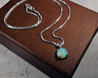 Handmade Opal Cabochon Pendant Necklace