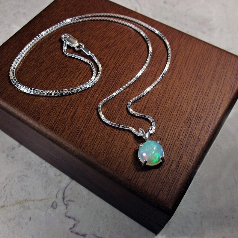 Genuine Opal Opal Necklace October Birthstone Opal Jewelry - Etsy