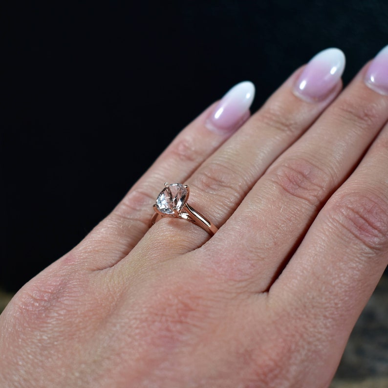 2 Carat Ring, Morganite Engagement Ring, Pink Morganite Ring, Light Pink Wedding Ring, Oval Solitaire, Unique Engagement Ring image 2