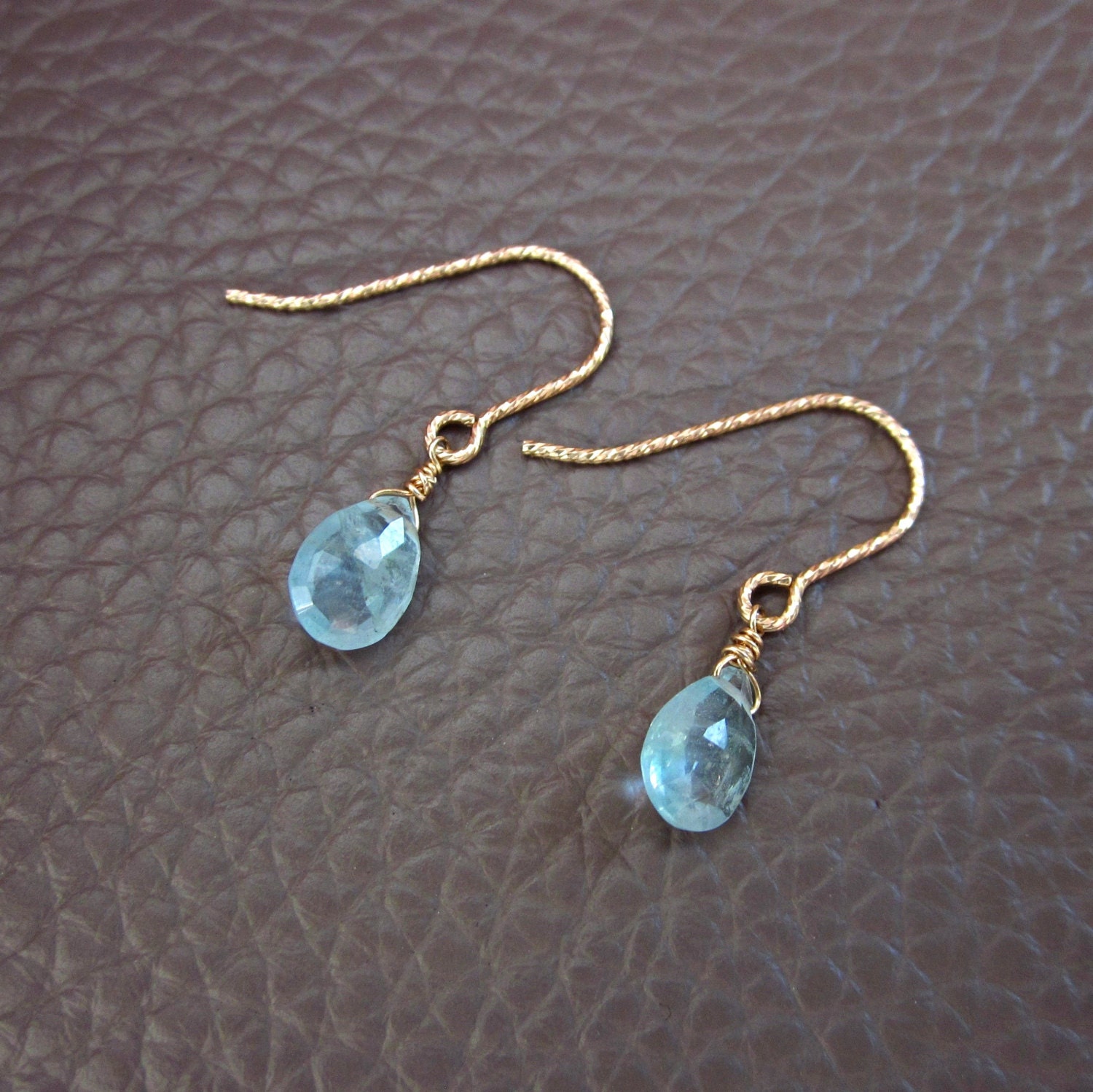Rose Gold Aquamarine Earrings - Etsy