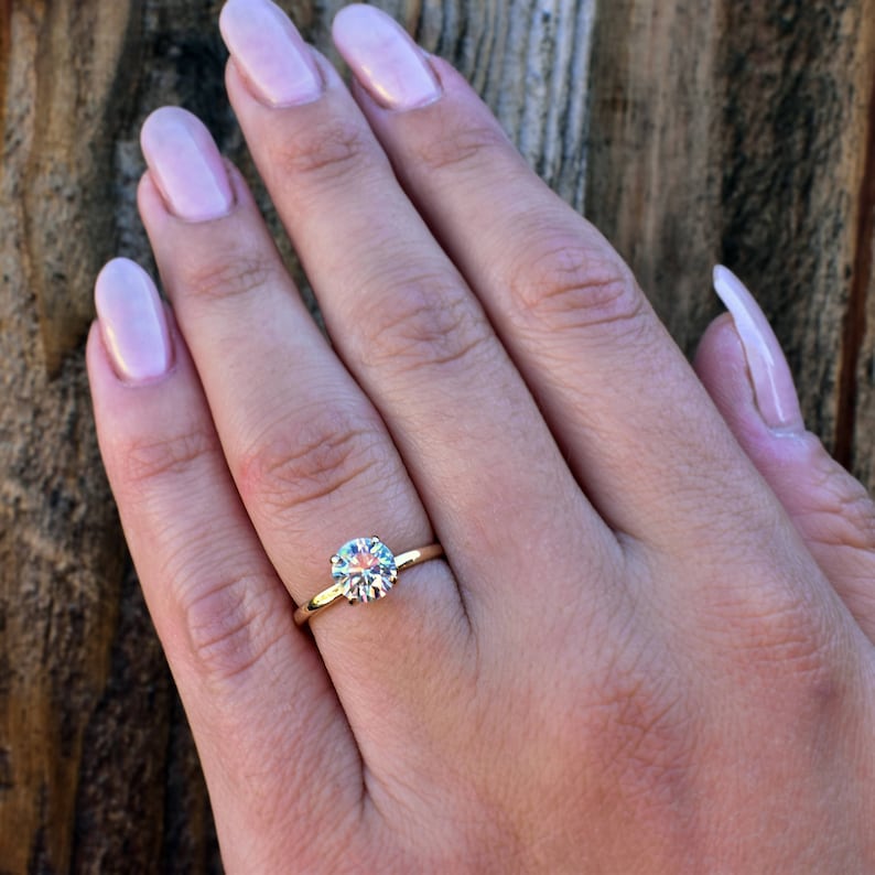 Engagement Ring 14k Gold Engagement Ring Moissanite Ring Etsy UK