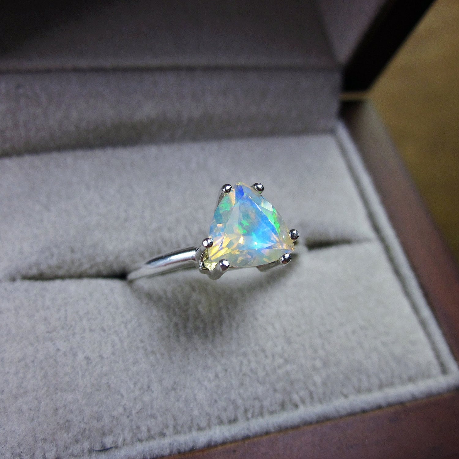 Triangle opal ring hotsell