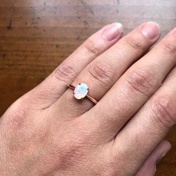Buy 1 Carat Rainbow Opal Solitaire Ring Best Genuine Crystal Opal
