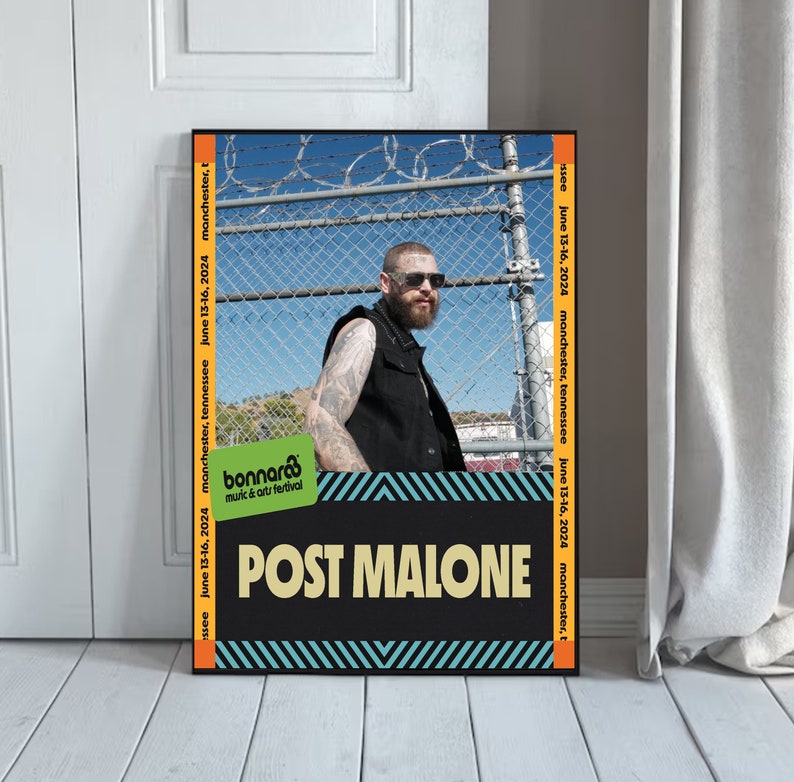 Post Malone at Bonnaroo 2024 Poster Etsy